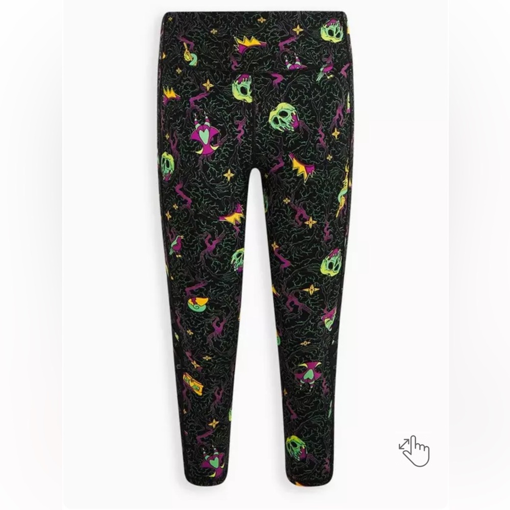 Torrid Disney Villains Black Patterned High-Waist Leggings with Neon Accents